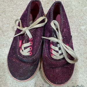Vans magenta shimmer little kids tennis shoes purple pink sparkle